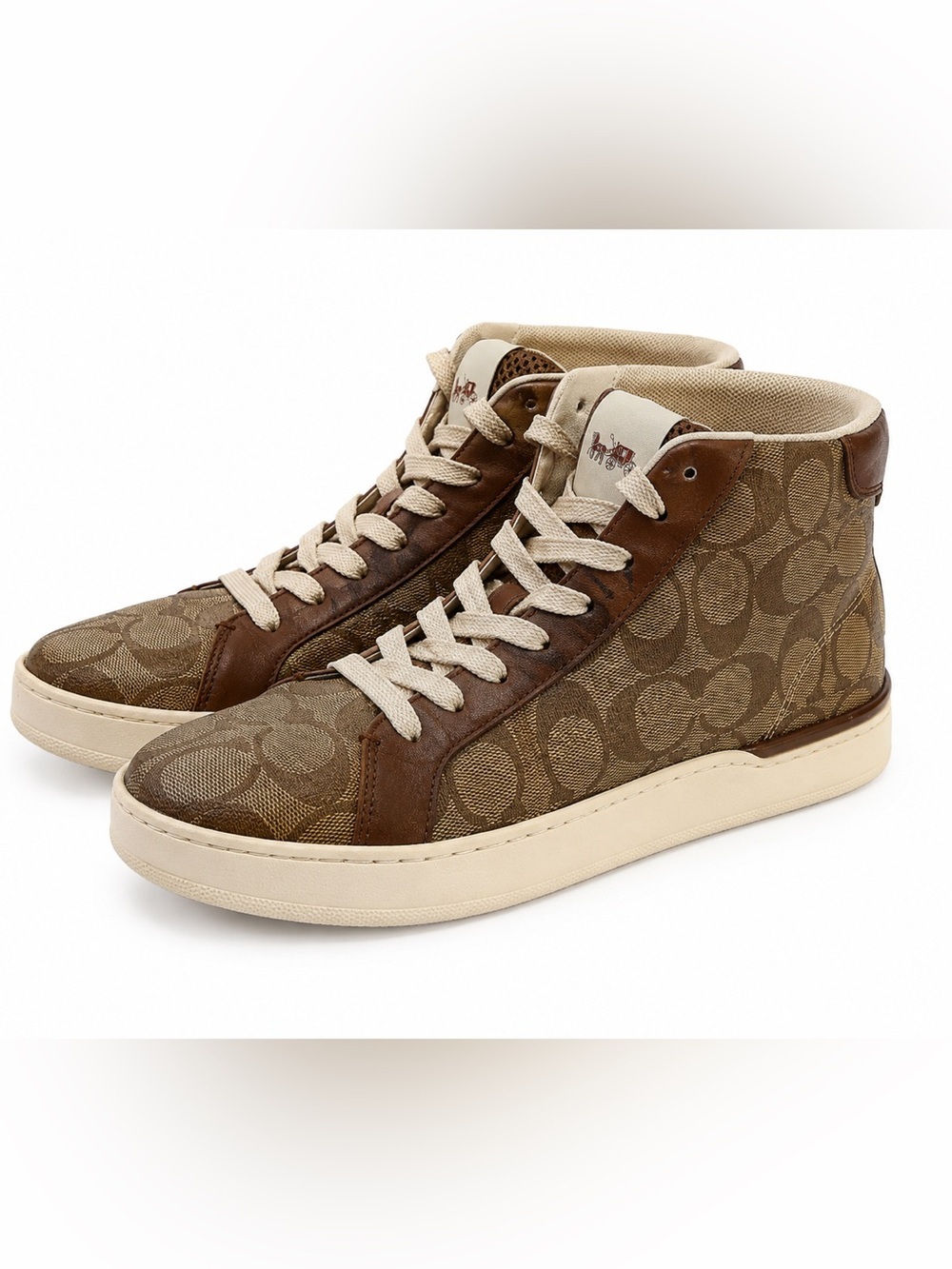 Coach CitySole High Top Sneakers Signature Canvas Leather Trim Women’s Size 8